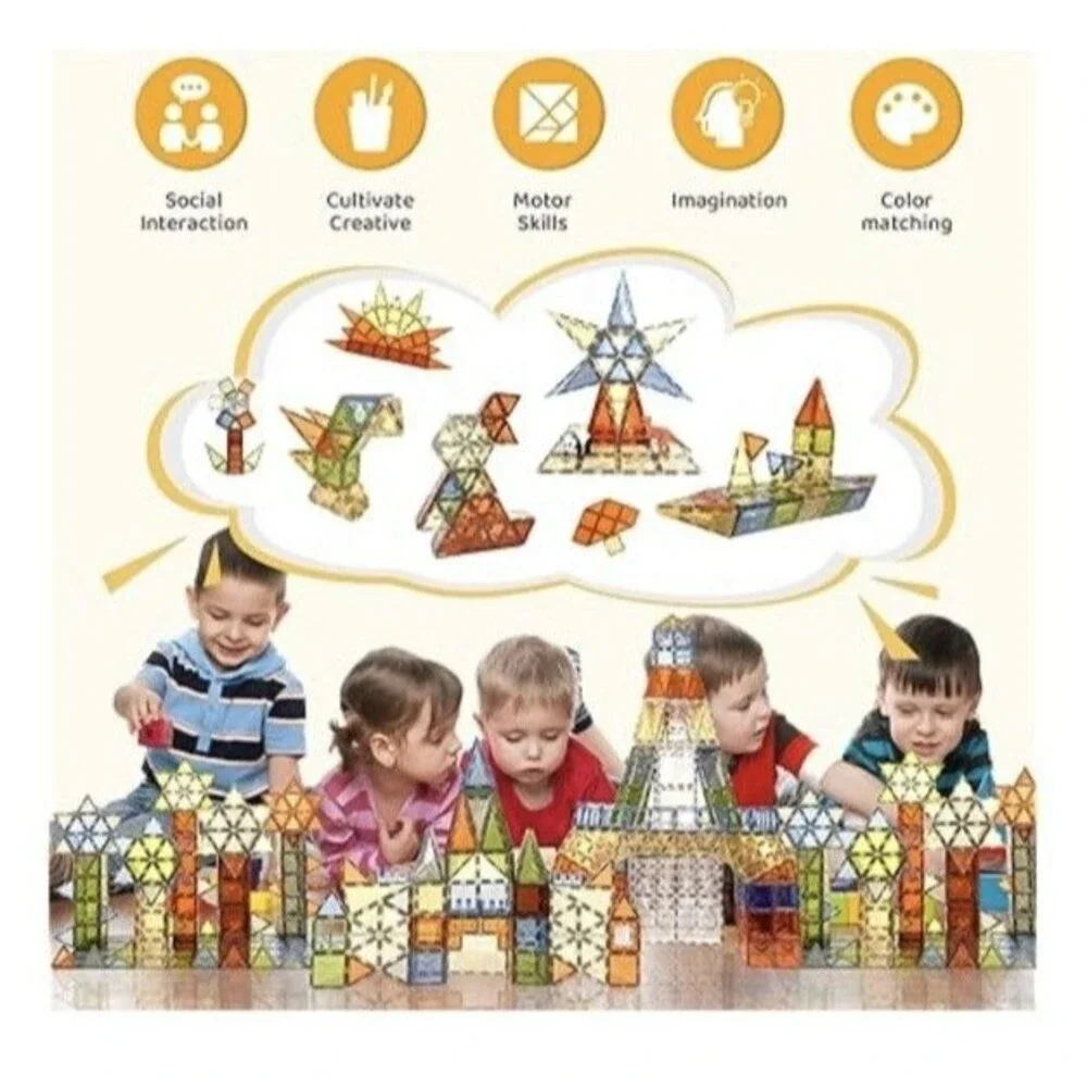 STEAM Magnetic Tiles - 100Pcs Building Blocks for Kids - NIB